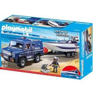 Camion della Polizia Con Motoscafo Playmobil | Massa Giocattoli